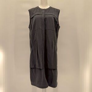 NAU‎ Flaxible Sleeveless Dress XL Black Button Front Laggenlook Gorpcore Relaxed